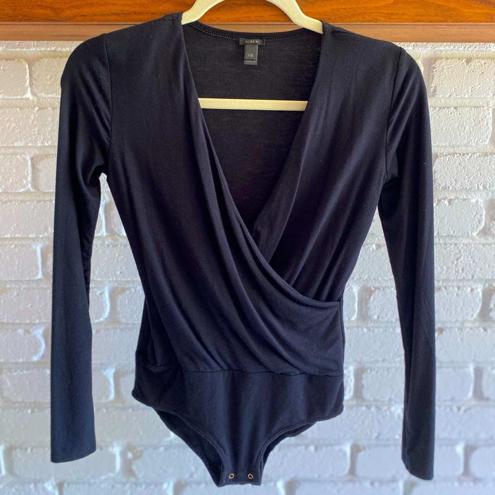 J.Crew Black Cross-over Bodysuit